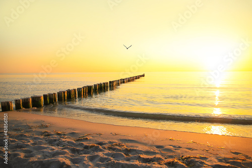 Fototapeta Naklejka Na Ścianę i Meble -  Sunset in Wustrow on Peninsula Fischland-Darss-Zingst, mecklenburg western pomerania, baltic sea - Germany

