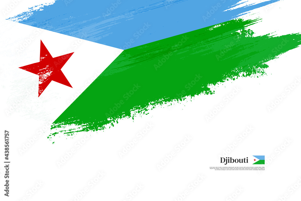 Fototapeta premium Happy independence day of Djibouti with grungy stylish brush flag background