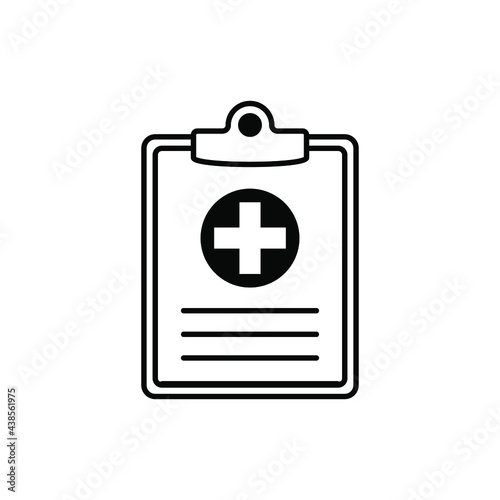 Health care diagnosis clipboard line icon design template. Vector icon.