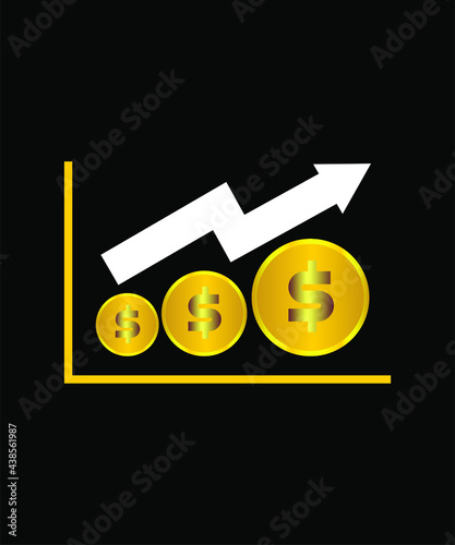 Increased money icon vector desogn for economy, business. finance, etc photo