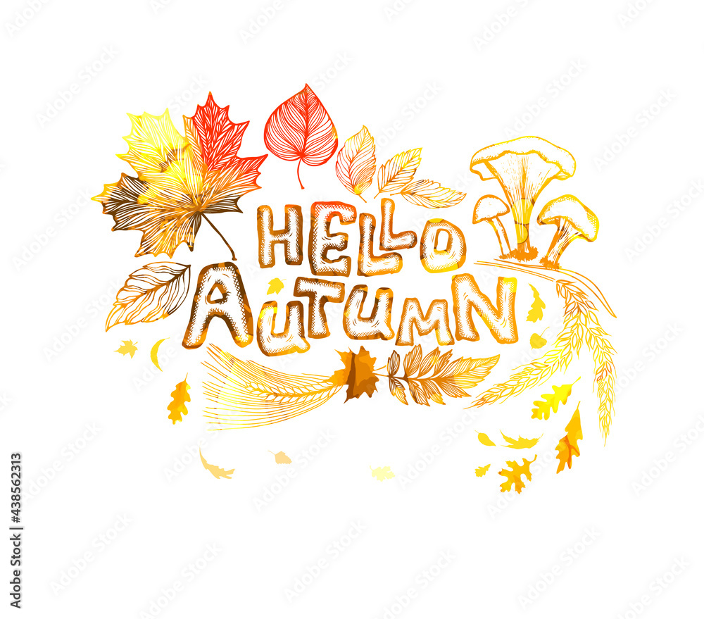 Abstraction of autumn leaves. Hello, autumn. Vector illustration Abstraction of autumn leaves. Hello, autumn. Vector illustration