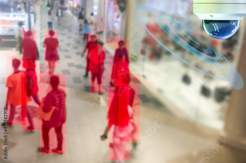 Fotografi CCTV Dome infrared camera hi- technology signal for counting number of people in
