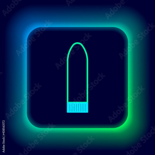 Glowing neon line Dildo vibrator for sex games icon isolated on black background. Sex toy for adult. Vaginal exercise machines for intimate. Colorful outline concept. Vector