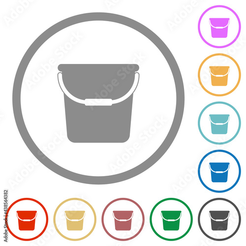 Single bucket flat icons with outlines