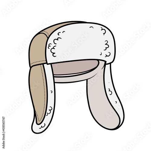 Winter warm hat with earflaps with fur unisex color variation for coloring on a white background