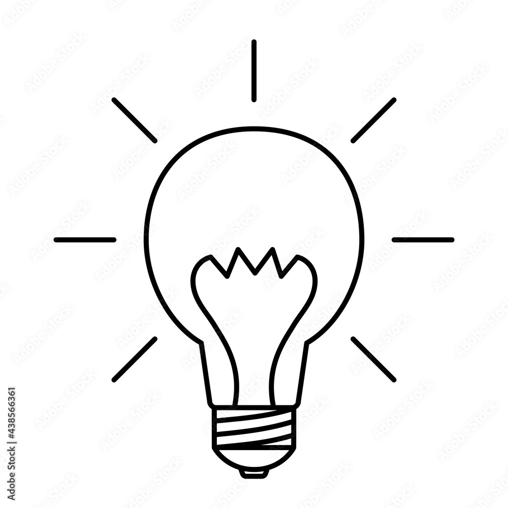 Light bulb with sun rays. Idea sign, solution, thinking, concept. Lighting Electric lamp. Electricity, shine. Editable stroke. Light Bulb line icon, vector Light bulb with sun rays. Idea sign, solution, thinking, concept. Lighting Electric lamp. Electricity, shine. Editable stroke. Light Bulb line icon, vector