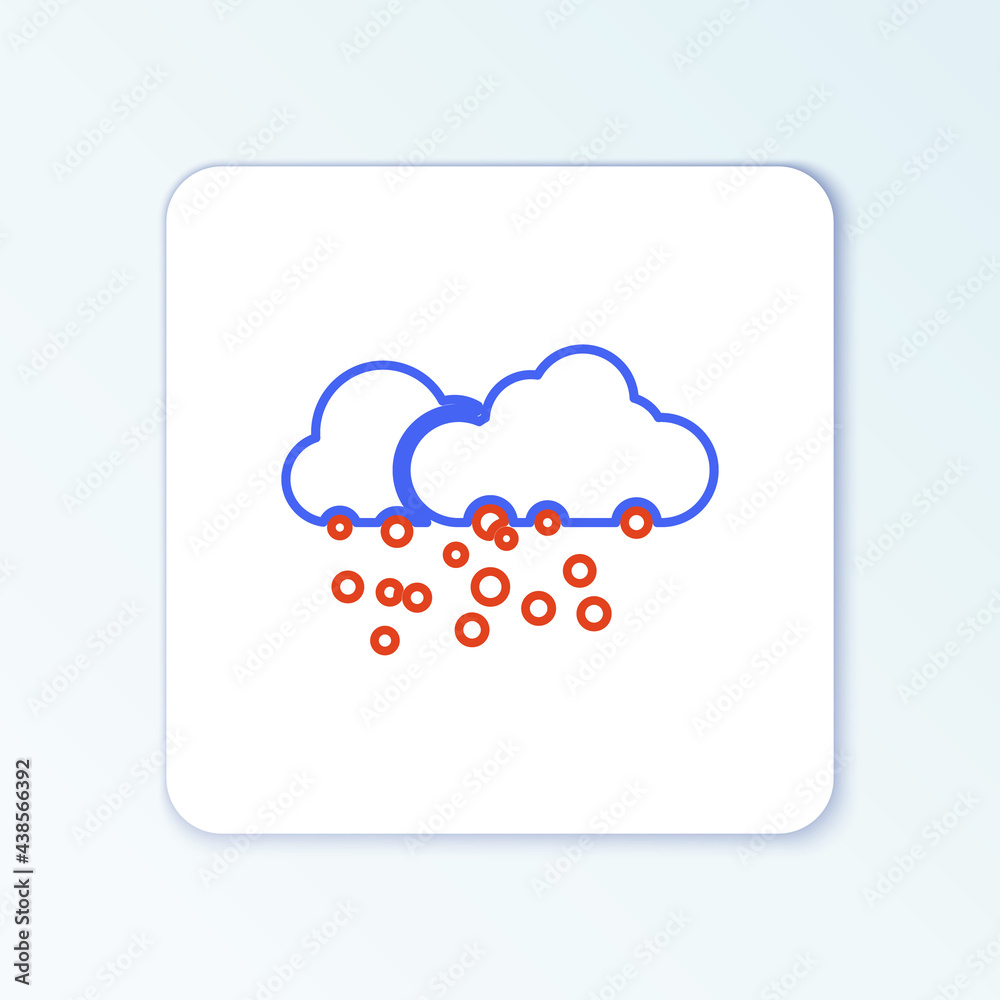Line Cloud with snow icon isolated on white background. Cloud with snowflakes. Single weather icon. Snowing sign. Colorful outline concept. Vector Line Cloud with snow icon isolated on white background. Cloud with snowflakes. Single weather icon. Snowing sign. Colorful outline concept. Vector