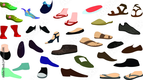 set of shoes vector art illustration