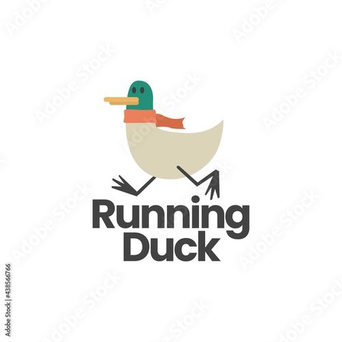 running duck flat logo vector icon illustration