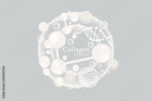 Hyaluronic acid skin solutions ad, white collagen serum drops, cosmetic advertising background ready to use, illustration vector.