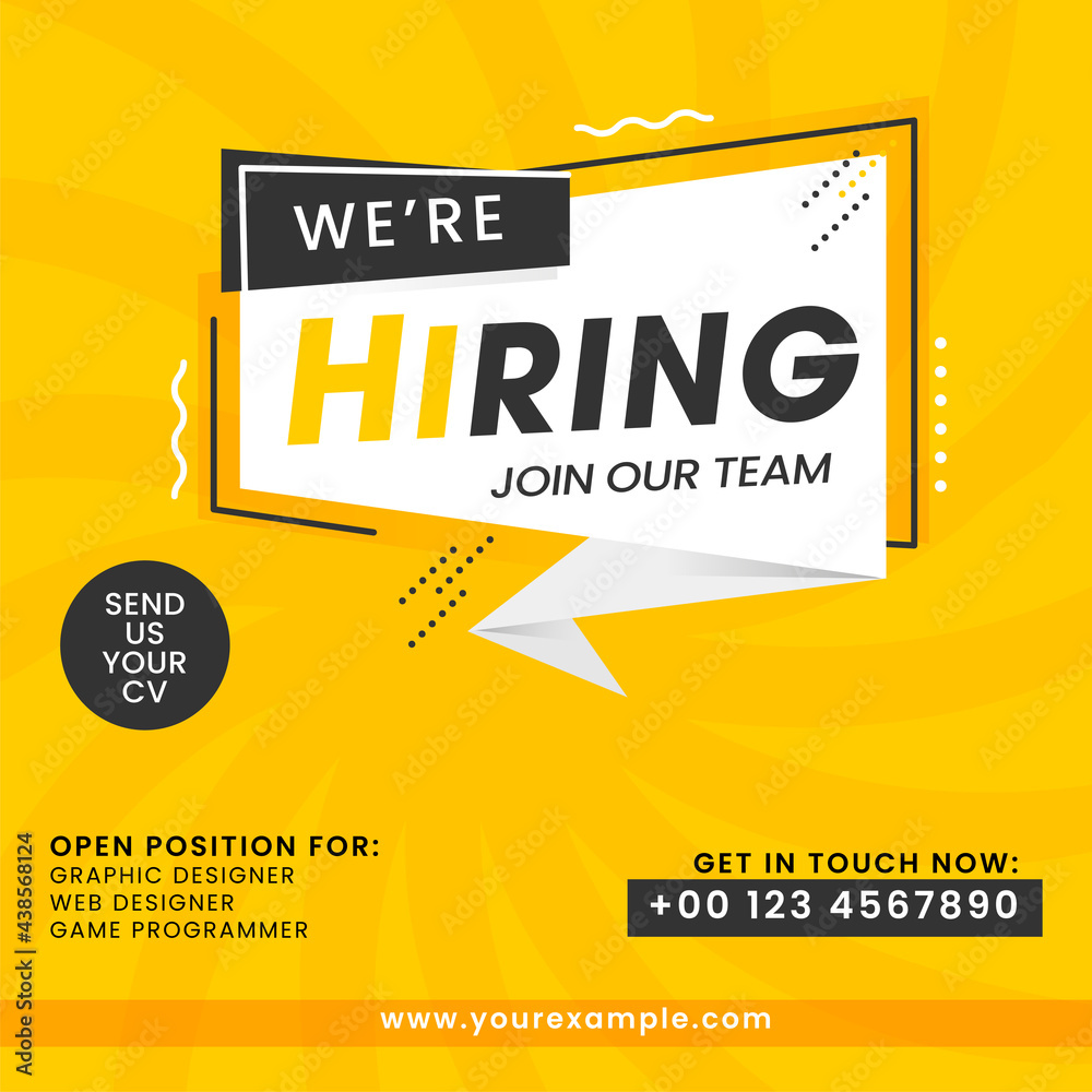 We Are Hiring Join Our Team Poster Design With Position, Contact