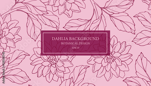Foto Hand drawn vintage dahlia background. Botanical design