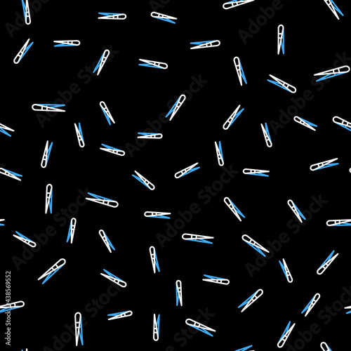 Line Eyebrow tweezers icon isolated seamless pattern on black background. Cosmetic tweezers for ingrown hair. Vector