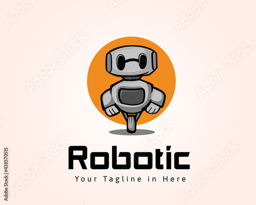 character Robot drawing art logo design template illustration