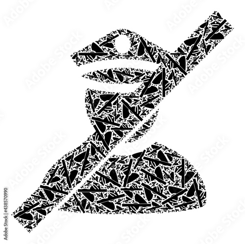 Fractal mosaic not allowed police. Vector mosaic is made of repeating not allowed police elements. Flat vector design on a white background.