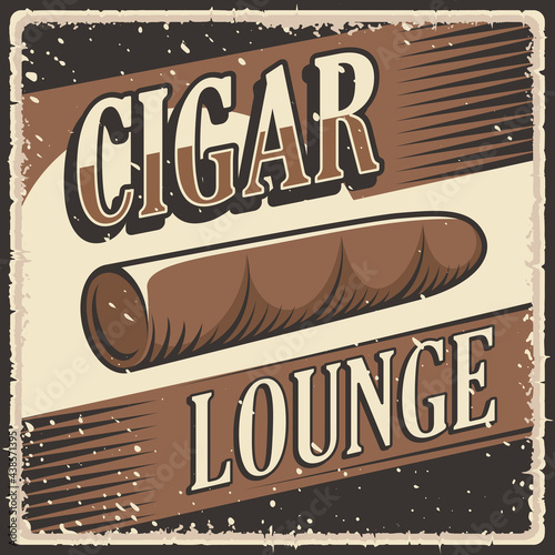 Retro vintage illustration vector graphic of Cuban Cigar Lounge fit for wood poster or signage