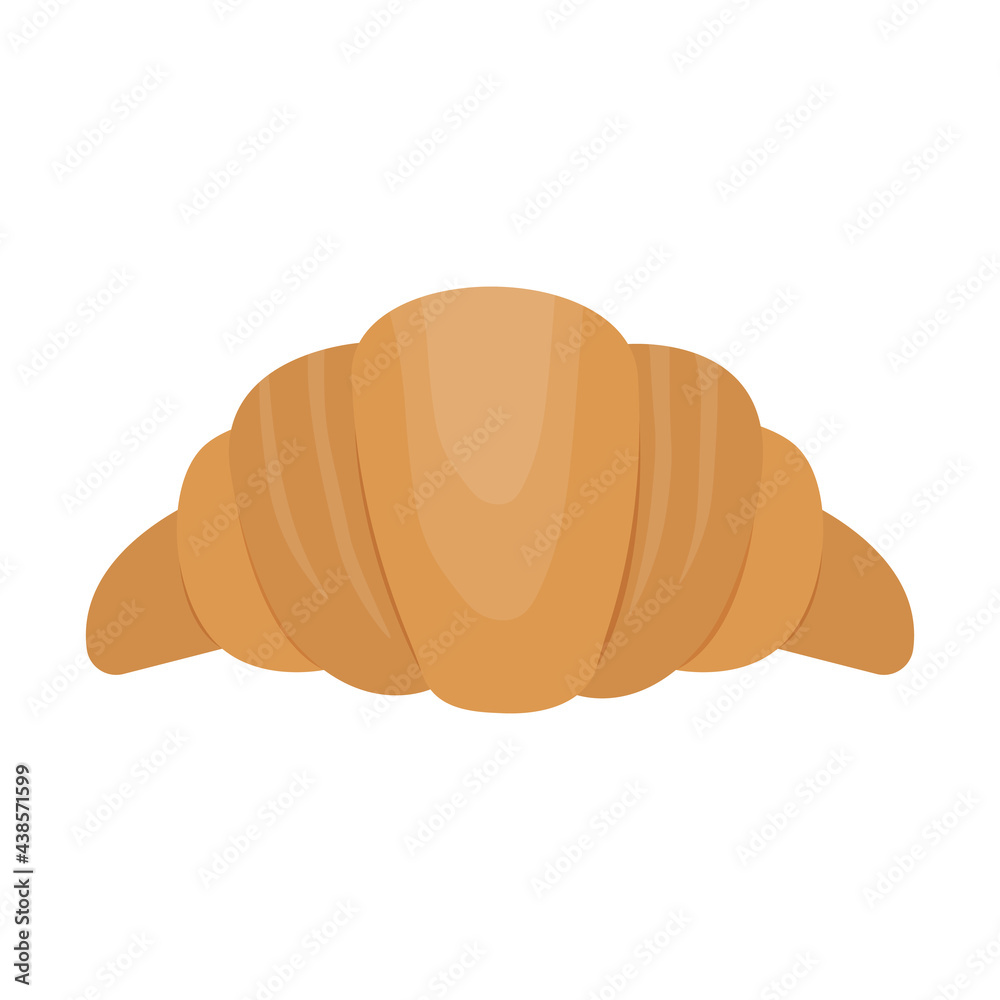 Traditional croissant vector icon. Bakery food element isolated on white background. French cuisine dessert illustration in flat style Traditional croissant vector icon. Bakery food element isolated on white background. French cuisine dessert illustration in flat style