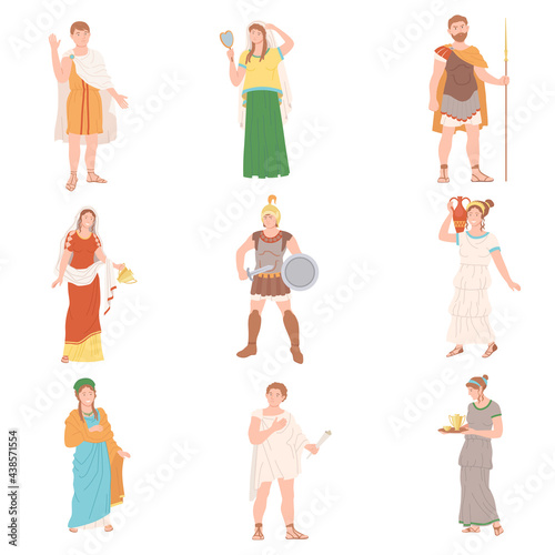 Roman People Characters as Cultural Ethnicity from Classical Antiquity Vector Set