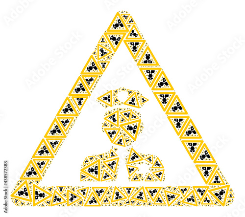 Recursive collage policeman warning. Vector collage is organized from recursive policeman warning items. Flat vector design on a white background.