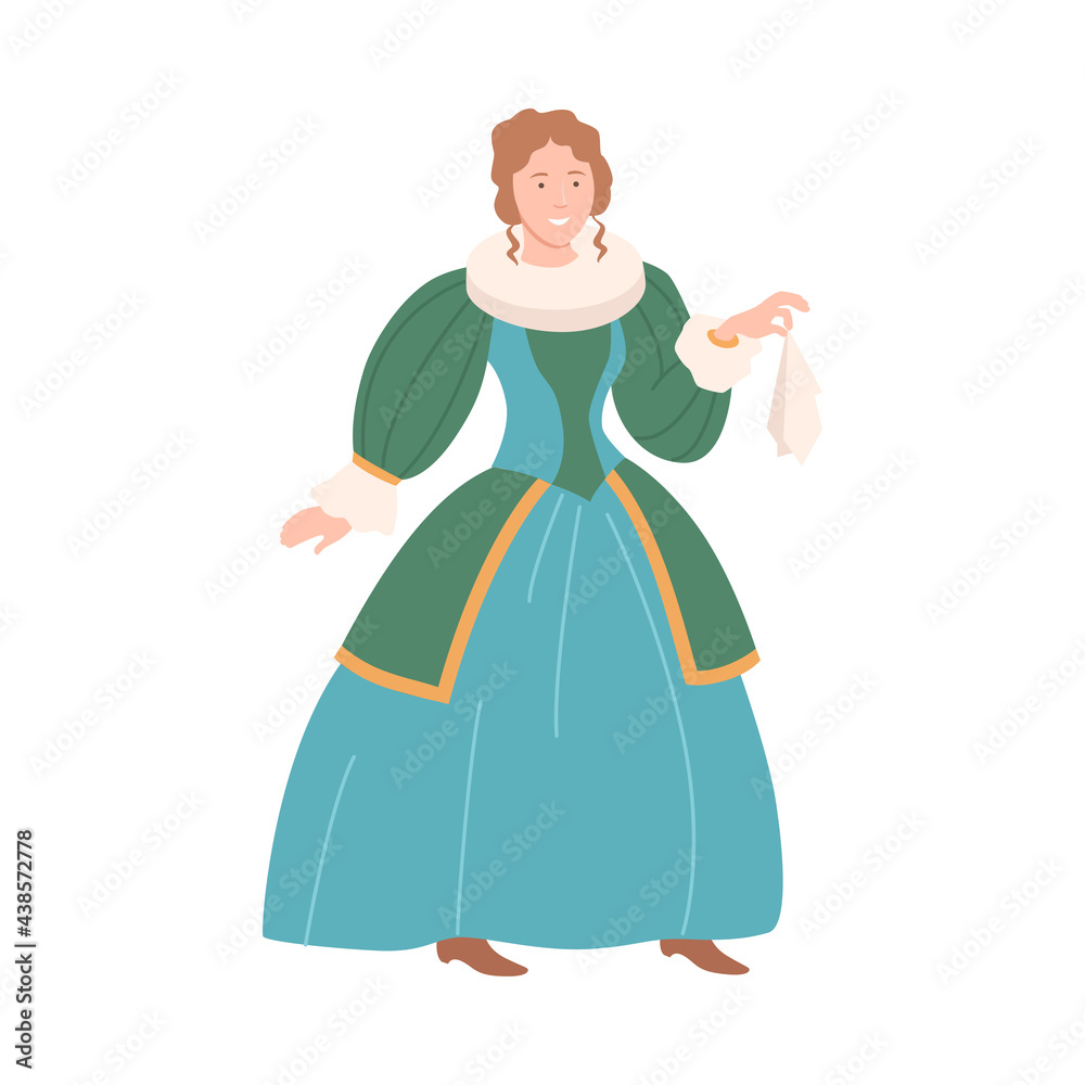 Young Princess as Fabulous Medieval Character from Fairytale Vector Illustration