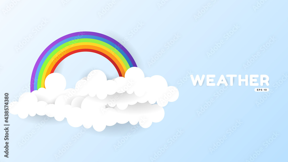 Colorful rainbow and white clouds , illustration of the weather concept , Paper cut style ,Vector illustration EPS 10 Colorful rainbow and white clouds , illustration of the weather concept , Paper cut style ,Vector illustration EPS 10