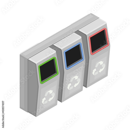 Recycling Bin for Sorting Garbage as Smart City Isometric Vector Illustration