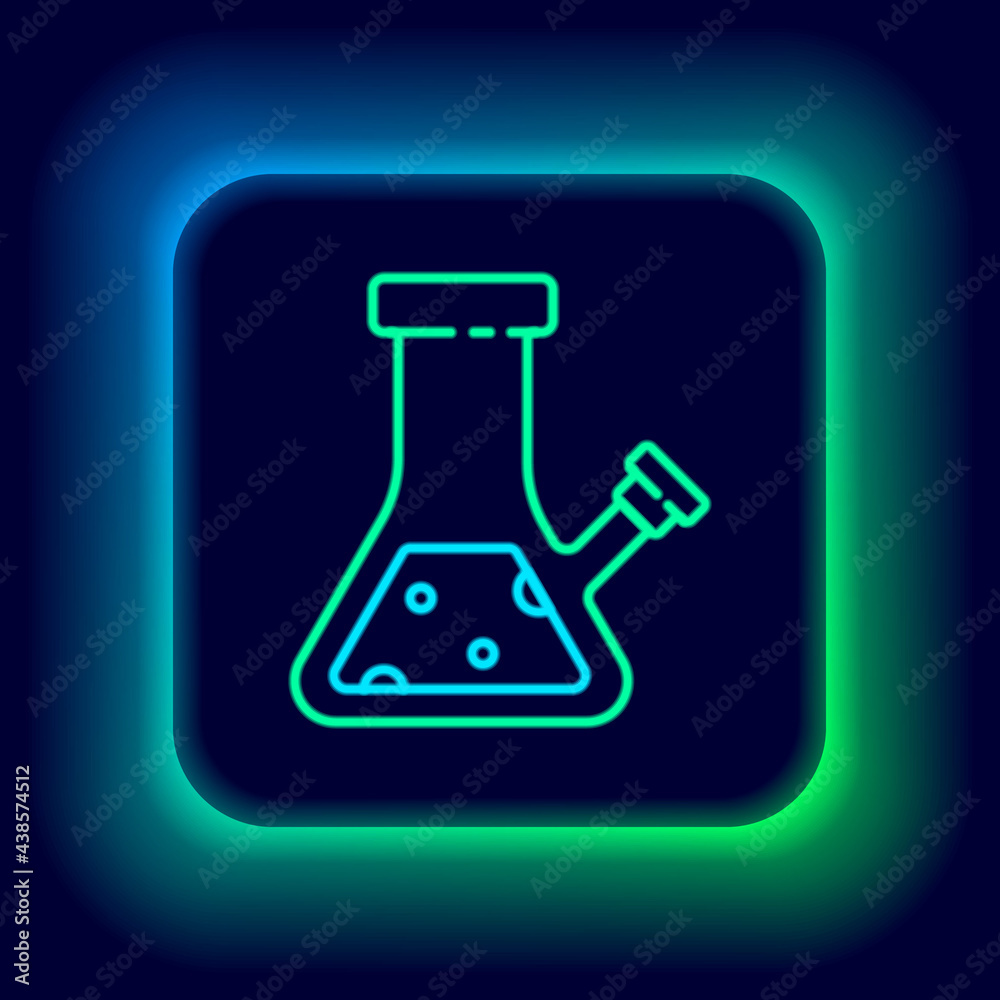 Glowing neon line Glass bong for smoking marijuana or cannabis icon isolated on black background. Colorful outline concept. Vector Glowing neon line Glass bong for smoking marijuana or cannabis icon isolated on black background. Colorful outline concept. Vector