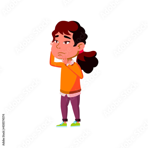 sad girl with headache in doctor cabinet cartoon vector. sad girl with headache in doctor cabinet character. isolated flat cartoon illustration