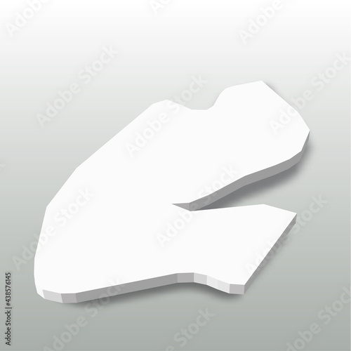 Djibouti - white 3D silhouette map of country area with dropped shadow on grey background. Simple flat vector illustration.