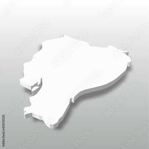 Ecuador - white 3D silhouette map of country area with dropped shadow on grey background. Simple flat vector illustration.
