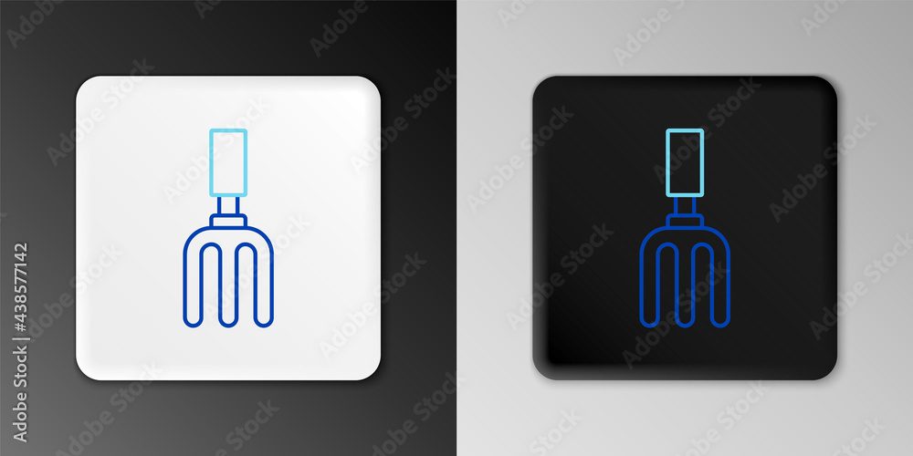 Line Garden rake icon isolated on grey background. Tool for horticulture, agriculture, farming. Ground cultivator. Colorful outline concept. Vector