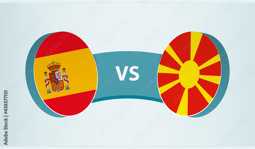 Spain versus Macedonia, team sports competition concept. Spain versus Macedonia, team sports competition concept.
