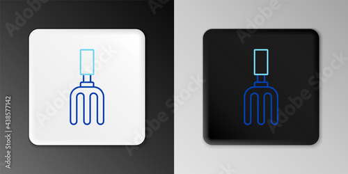 Line Garden rake icon isolated on grey background. Tool for horticulture, agriculture, farming. Ground cultivator. Colorful outline concept. Vector