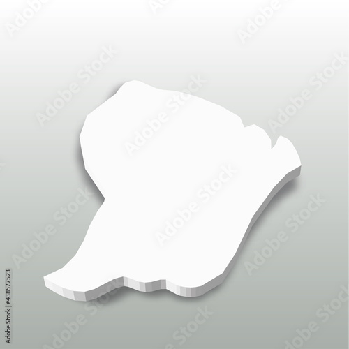 French Guiana - white 3D silhouette map of country area with dropped shadow on grey background. Simple flat vector illustration. photo