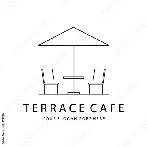 Terrace Cafe Art Logo Vector Illustration Minimalist Simple Design