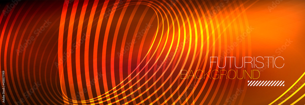 Dark abstract background with glowing neon circles. Trendy layout template for business or technology presentation, internet poster or web brochure cover, wallpaper Dark abstract background with glowing neon circles. Trendy layout template for business or technology presentation, internet poster or web brochure cover, wallpaper