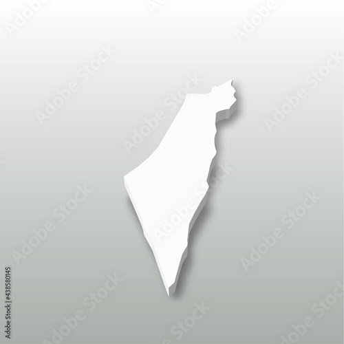 Israel - white 3D silhouette map of country area with dropped shadow on grey background. Simple flat vector illustration.