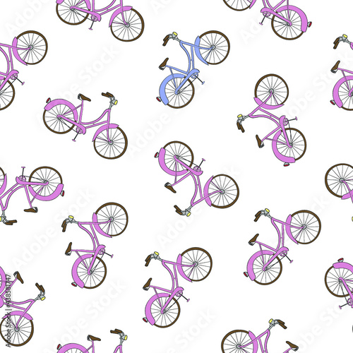 Bicycle handd rawn vector seamless pattern photo