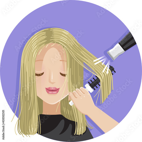Hairdresser hands hair dryer of women. Stylist beauty salon hairstyle fashion.