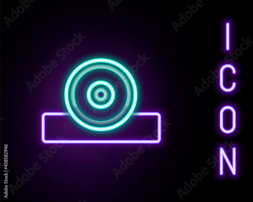 Glowing neon line Otolaryngological head reflector icon isolated on black background. Equipment for inspection the patients ear, throat and nose. Colorful outline concept. Vector