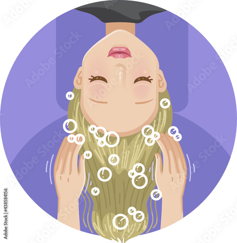 Women which wash hair in a beauty salon
