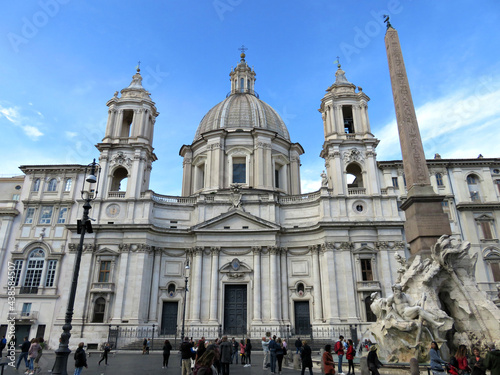 View of the famous square of "Piazza Navona" in Rome, with the Church of Saint Agnes