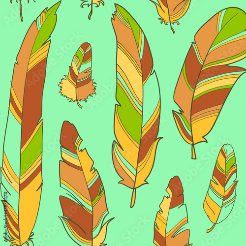 Vector feathers seamless background