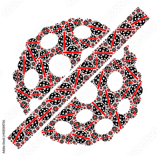 Recursion mosaic remove microbe spore. Vector mosaic is organized with randomized remove microbe spore elements. Flat vector design on a white background.