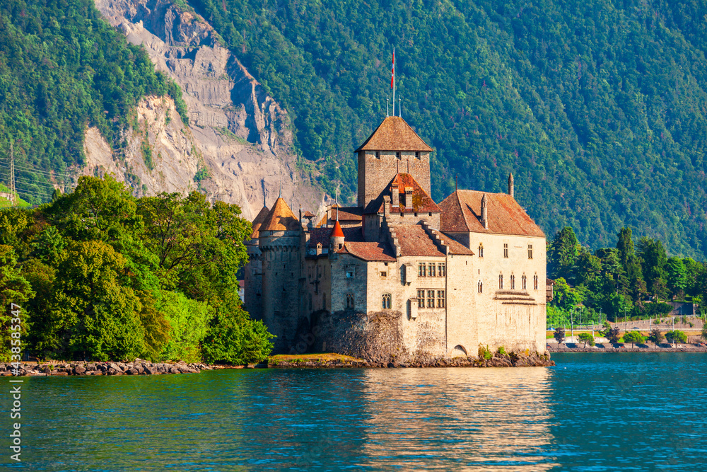 Chateau Chillon Castle in Switzerland Stock Photo | Adobe Stock
