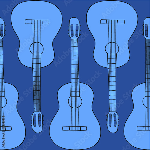 Guitar vector seamless pattern