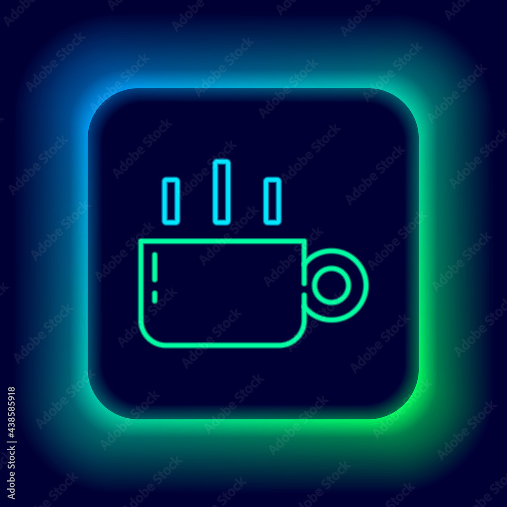 Glowing neon line Coffee cup icon isolated on black background. Tea cup. Hot drink coffee. Colorful outline concept. Vector Glowing neon line Coffee cup icon isolated on black background. Tea cup. Hot drink coffee. Colorful outline concept. Vector