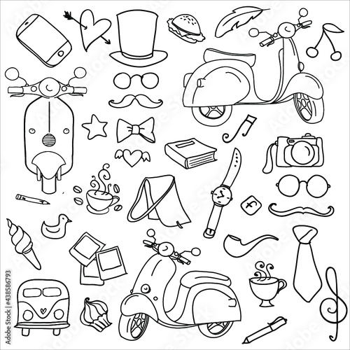 set of doodle icons for design