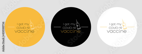 I got my covid-19 vaccine Stamps. Covid-19 vaccine. Flat vector logo.