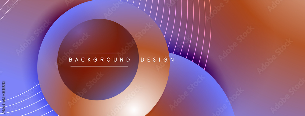 Fototapeta premium Gradient circles with shadows. Vector techno abstract background. Modern overlapping forms wallpaper background, design template